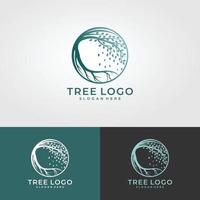 Root Of The Tree logo illustration. Vector silhouette of a tree,Abstract vibrant tree logo design, root vector - Tree of life logo design inspiration isolated on white background.