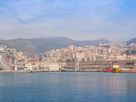 View of Genoa Italy from the sea photo