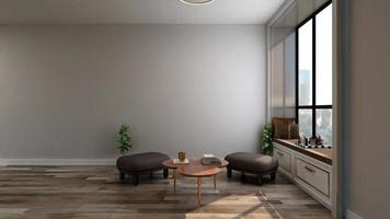 Diseño de maqueta de pared de salón ejecutivo de render 3d foto