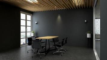 Maqueta de sala de reuniones moderna de espacio de trabajo de oficina de render 3d