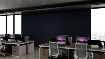 3d render espacio de trabajo de oficina realista maqueta minimalista moderna foto