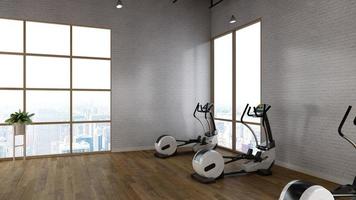 3d render - Modern minimalist of gym interior design concept mockup photo