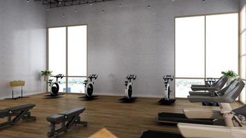 3d render - Modern minimalist of gym interior design concept mockup photo