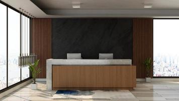 3D Render Modern rustic reception room  - realistic interior design  mockup photo