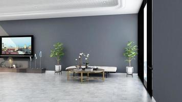 3d render executive lounge wall mockup design photo