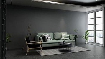 3d render executive lounge wall mockup design photo