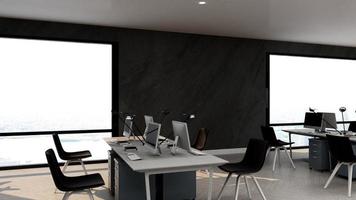 3D Render Realistic Office Workspace Modern Minimalist mockup photo