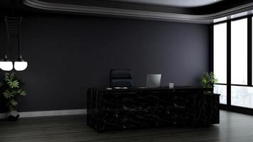 3d Render office minimalist room with wooden design interior photo