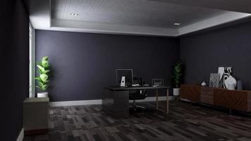 3D Render office design - manager room interior wall mockup photo