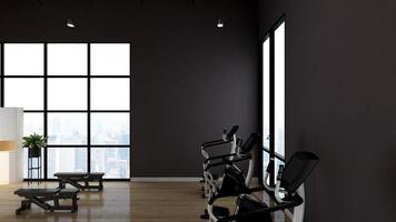 3d render - Modern minimalist of gym interior design concept mockup photo