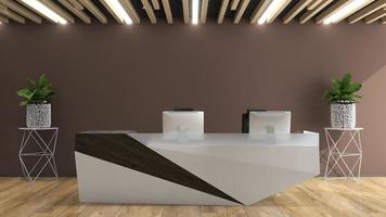 sala de recepción de oficina moderna en maqueta de renderizado 3d - diseño interior de oficina realista foto
