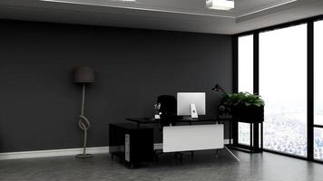 3d render modern business office manager room with 3d design interior for company wall logo mockup photo