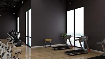 3d render - Modern minimalist of gym interior design concept mockup photo