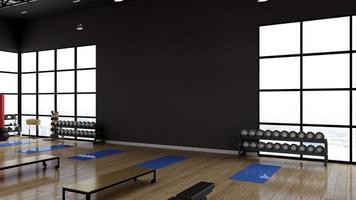 3d render - Modern minimalist of gym interior design concept mockup photo