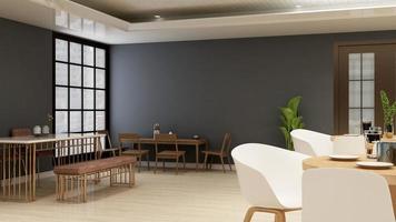 3d render minimalista restaurante o cafetería para maqueta de logotipo de empresa foto