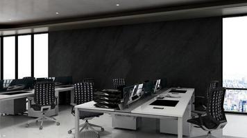 3d render espacio de trabajo de oficina realista maqueta minimalista moderna foto