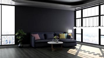 3d render executive lounge wall mockup design photo