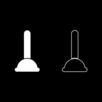 Toilet plunger sanitary tools household cleaning icon set white color illustration flat style simple image vector