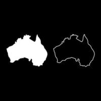 Map of Australia icon set white color illustration flat style simple image vector