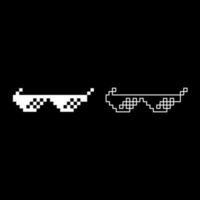 Sun glasses pixel icon set white color illustration flat style simple image vector