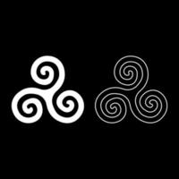 triskelion o triskele símbolo conjunto de iconos ilustración de color blanco estilo plano imagen simple vector