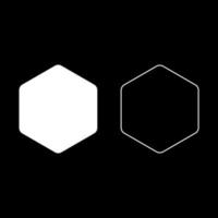 Hexagon with rounded corners icon set white color vector illustration flat style image