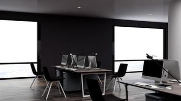 3D Render Realistic Office Workspace Modern Minimalist mockup photo