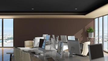 3D Render office design - manager room interior wall mockup photo