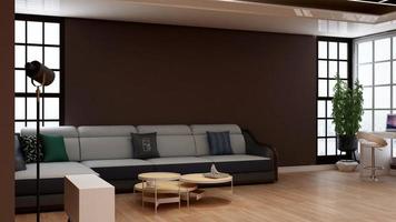 3d render executive lounge wall mockup design photo