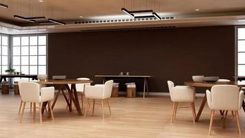 3d render luxury restaurant interior for wall mockup photo