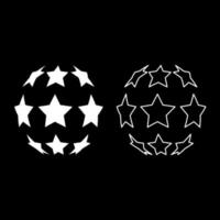 estrellas en forma de balón de fútbol conjunto de iconos ilustración de color blanco estilo plano imagen simple vector