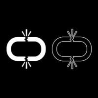 Broken link icon set white color illustration flat style simple image vector