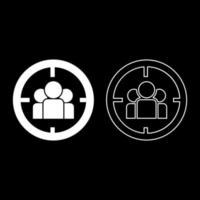 People in target or target audience icon set white color illustration flat style simple image vector
