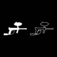 Weapons for paintball icon set white color illustration flat style simple image vector