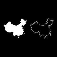 Map of China icon set white color illustration flat style simple image vector