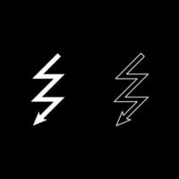 Lightning icon set white color illustration flat style simple image vector