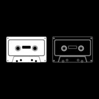 Retro audio cassette icon set white color illustration flat style simple image vector