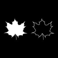 Maple leaf silhouette icon set white color illustration flat style simple image vector