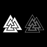 Valknut sign symblol icon set white color illustration flat style simple image vector