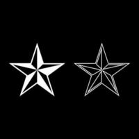 Star five corners Pentagonal star icon set white color vector illustration flat style image