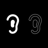 conjunto de iconos de oreja ilustración de color blanco estilo plano imagen simple vector