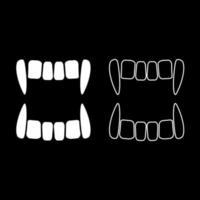 conjunto de iconos de dientes de vampiro ilustración de color blanco estilo plano imagen simple vector