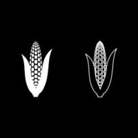 Maize icon set white color illustration flat style simple image vector