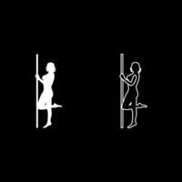 striptease ejecutante mujer en tubo conjunto de iconos color blanco ilustración estilo plano simple imagen vector