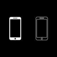 Smartphone icon set white color vector illustration flat style image