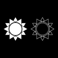 Sun icon set white color vector illustration flat style image