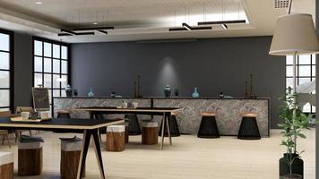 3d render minimalista restaurante o cafetería para maqueta de logotipo de empresa foto