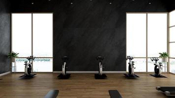 3d render - Modern minimalist of gym interior design concept mockup photo