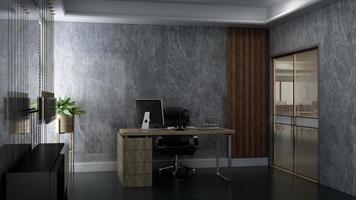 3d render office manager room for company logo mockup photo