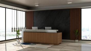 3D Render Modern rustic reception room  - realistic interior design  mockup photo